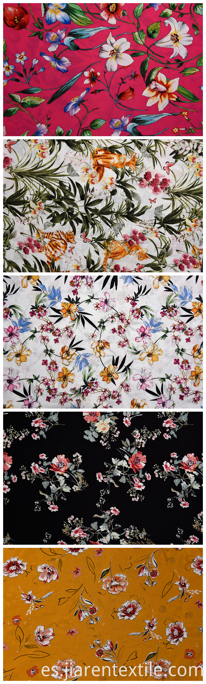 Rose Flower Pattern Printed Fabrics
